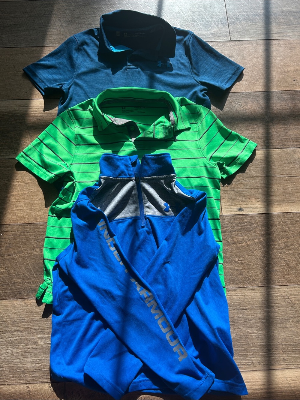 Under Armour Boys Blue & Green Polo and Performance Top Bundle